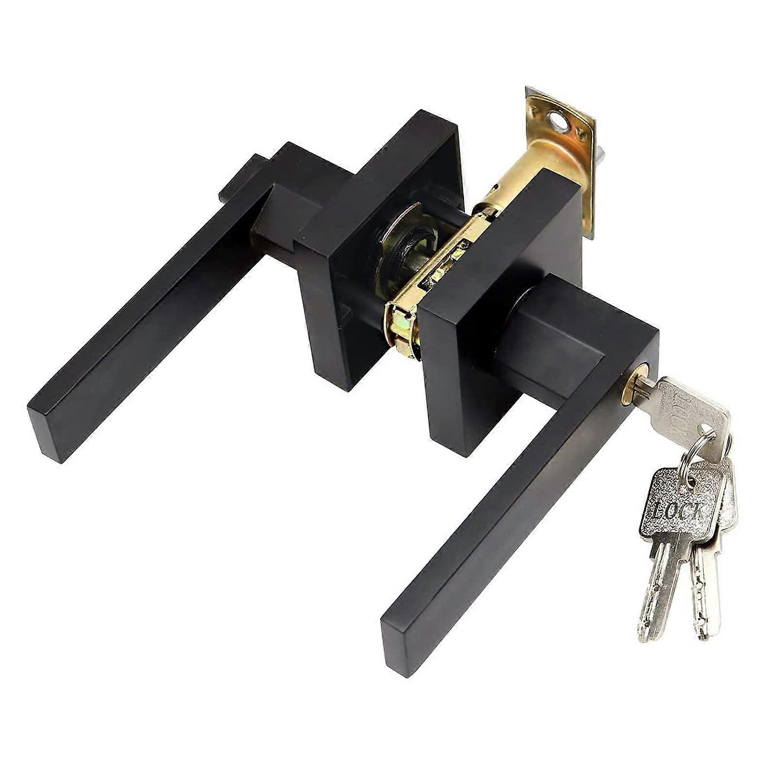 JIANLEI Door Lever Entry Lock with 3 Keys, 45° Reversible Door Opening, Three-Bar Handle Design, Adjustable Fit