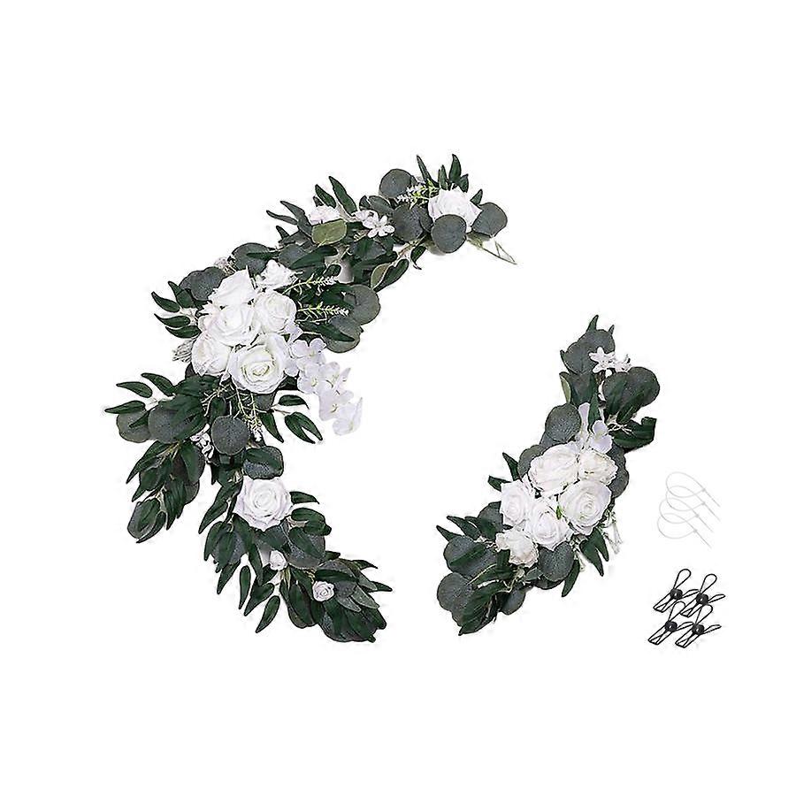 Complete White Wedding Flower Arch Décor Set with Attachments