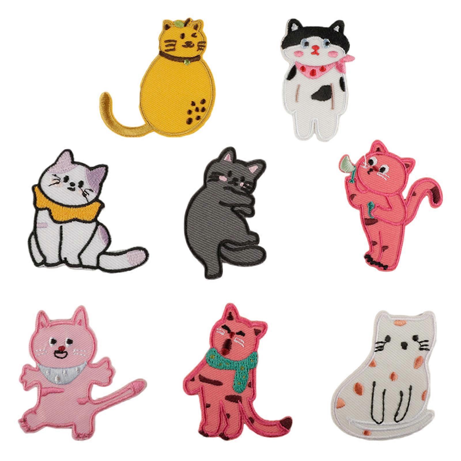 8PCS Multiuse Cats Cloth Applique Embroidery Repair Patches For Garment Hat Decorative Fabric Patches For Craft Enthusiast