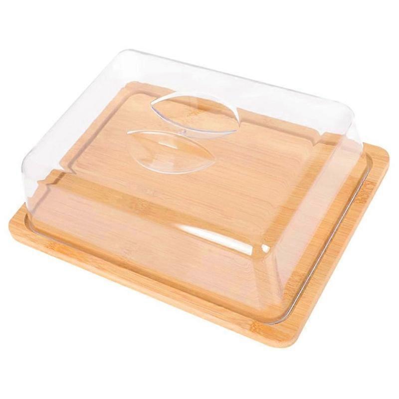 JJTZ Large Size Bamboo Rectangular Dessert Display Tray Wedding Stuff Cake Stand with Lid,Size L