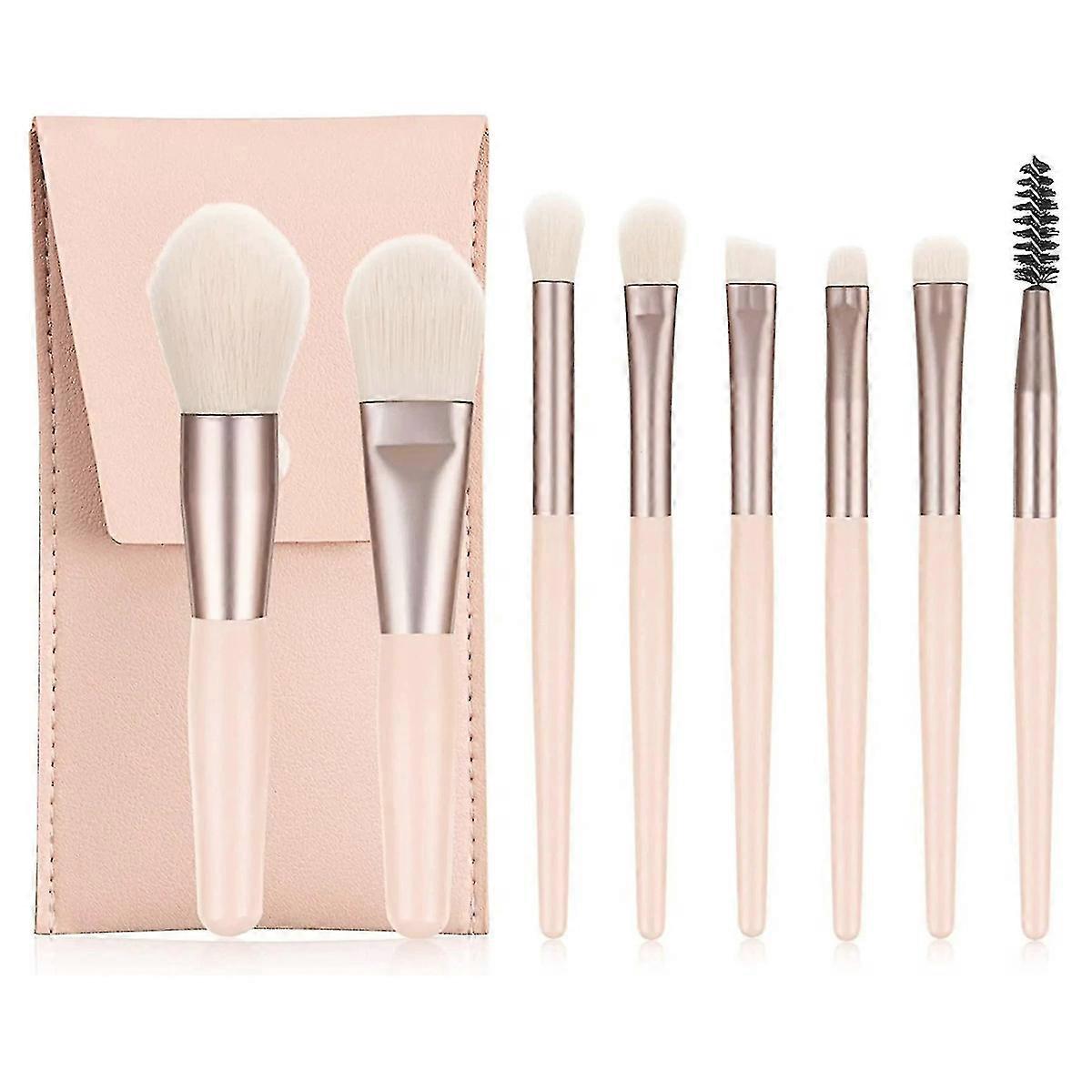 Makeup Brush Set with Pouch for Powder, Contour, and Blush