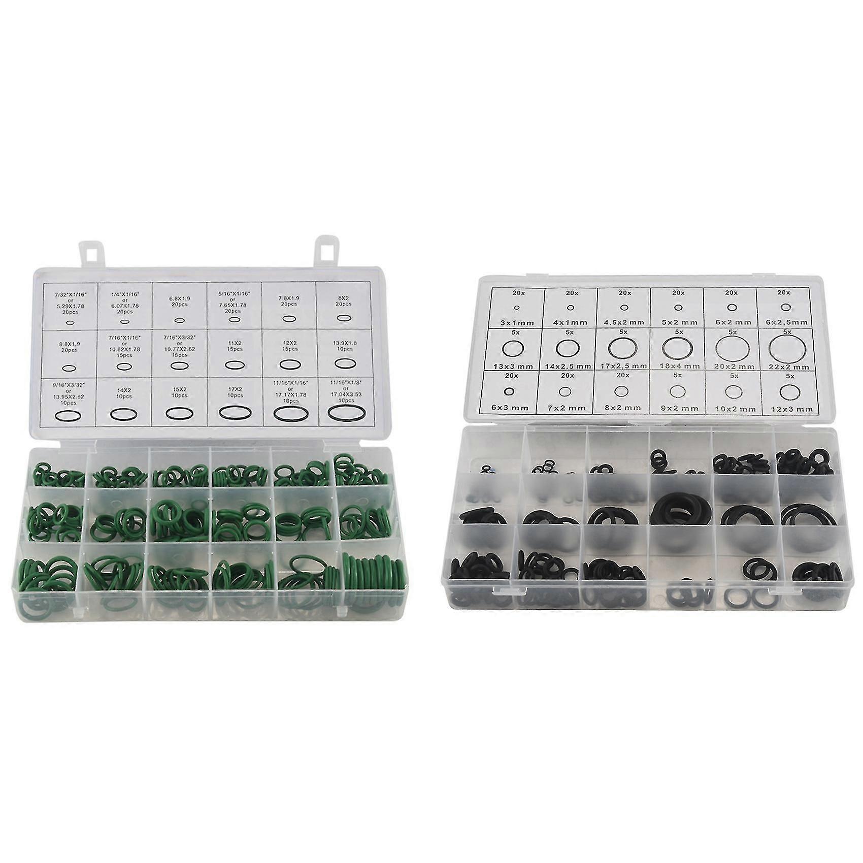 495pcs 36サイズOリングキットブラック&グリーンメトリックOリングシールラバーOリングガスケット耐油性270