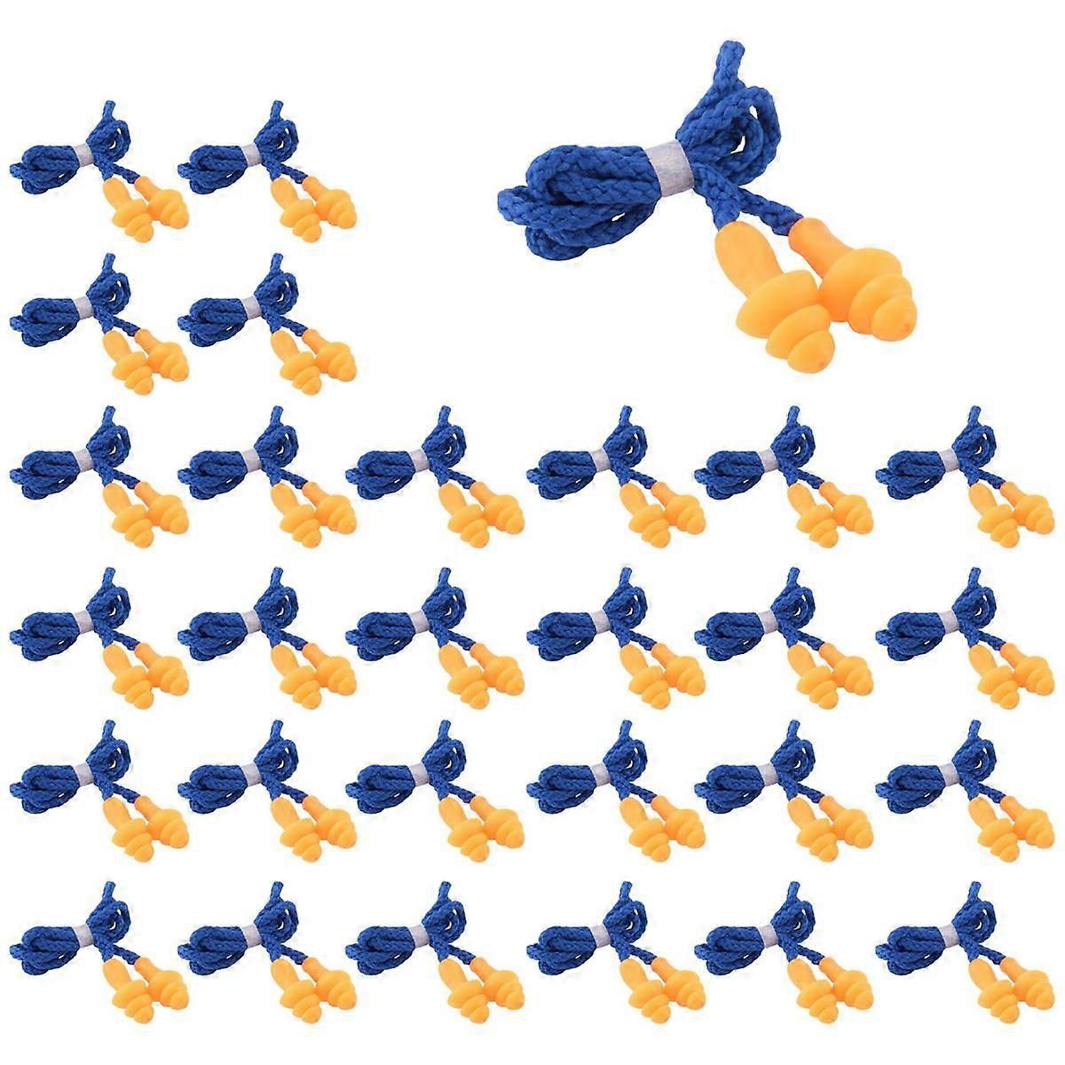 100 Pairs Individually Wrapped Non Soft Silicone Corded Ear Plugs Reusable Hearing Protection Rubber Earplugs