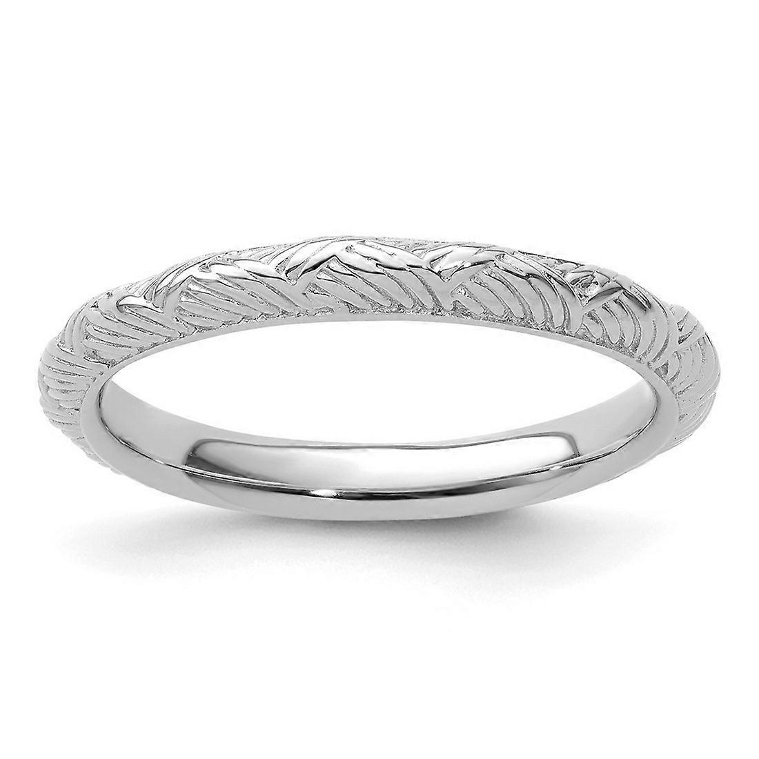 925 Sterling Silver Stackable Rhodium Plated Polished Ring Stackable Ring for Women - Ring Size: 5 to 10