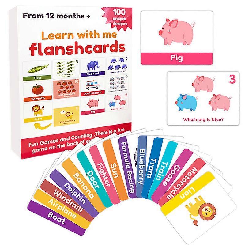 100 Baby Flash Cards For Toddlers 1-3 | Award Winning First Words Toddler Flash Cards | Speech Toys Help Learn Objects, Numbers