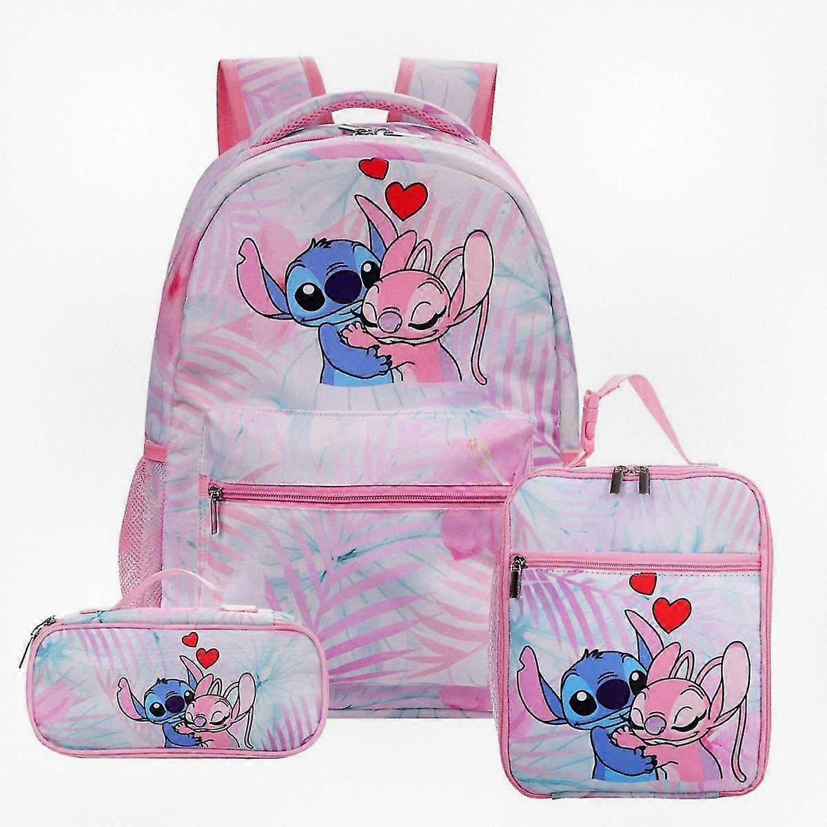 Three-piece backpack set for school students includes a backpack, lunch bag, and pencil case for primary and secondary education.