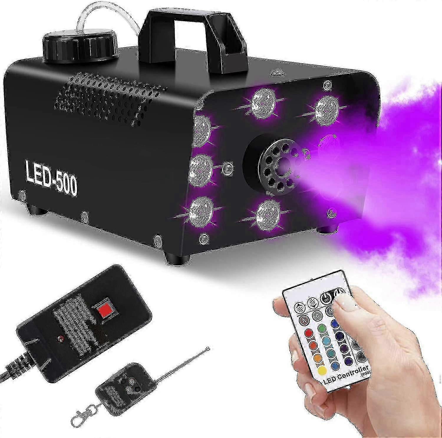 Remote Control Smoke Machine With 8 Colorful Led Lights, 500w Power And 2000-4000cfm With Wireless R