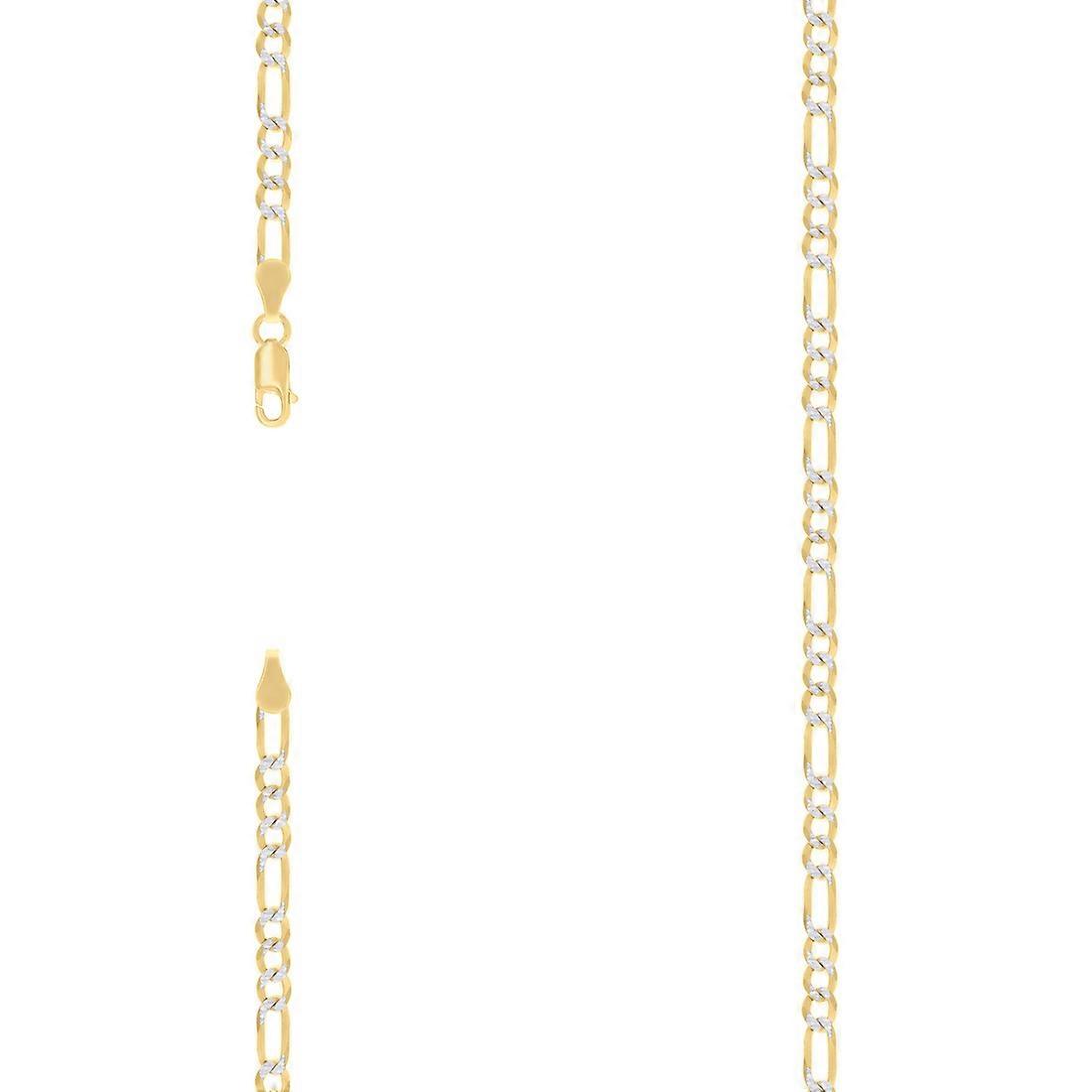 925 Sterling Silver Pave Super Flat Figaro Chain Two Tone 4.0mm Bracelet Link-Bracelet for Women and Men - Length: 8 to