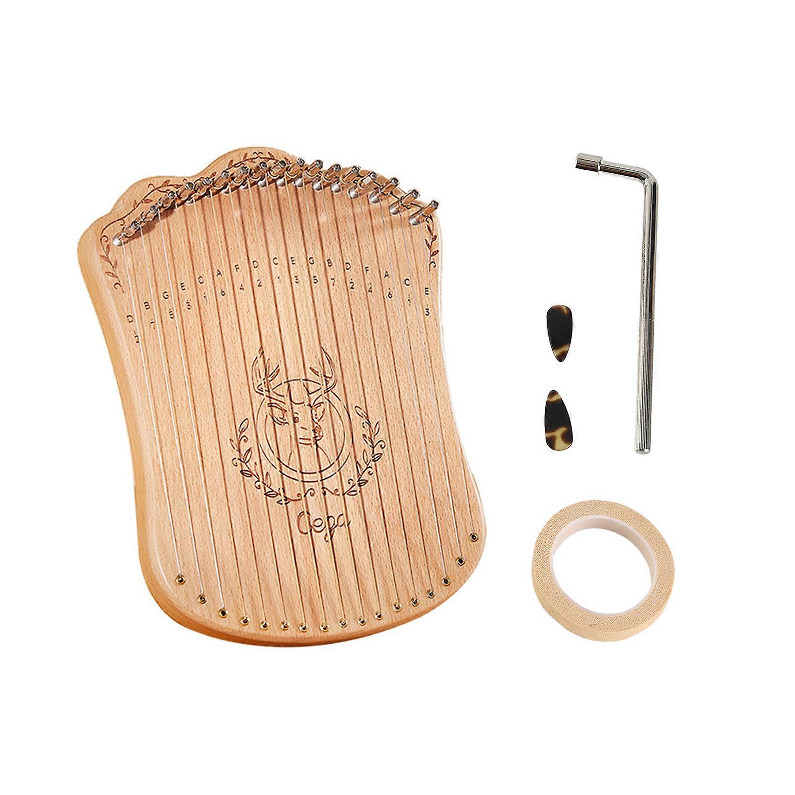 17 Lyre Portable Beech Wood Harp String Musical Instrument with Tuning Wrench and Picks for Beginners Kids Adults