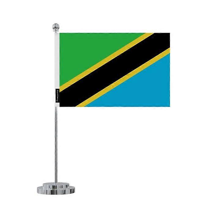 Tanzania desk flag – 14 x 21 cm – Polyester – Stainless Steel base