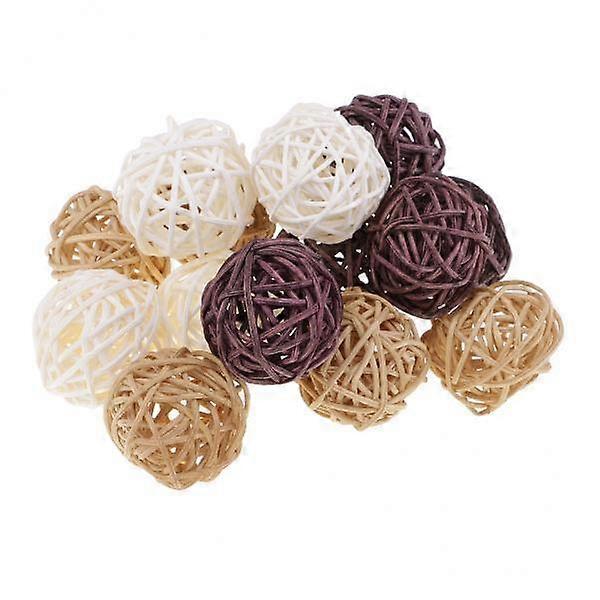 8x 3 Colors Natural Round Wicker Rattan Balls - Decorative Orbs Crafts DIY