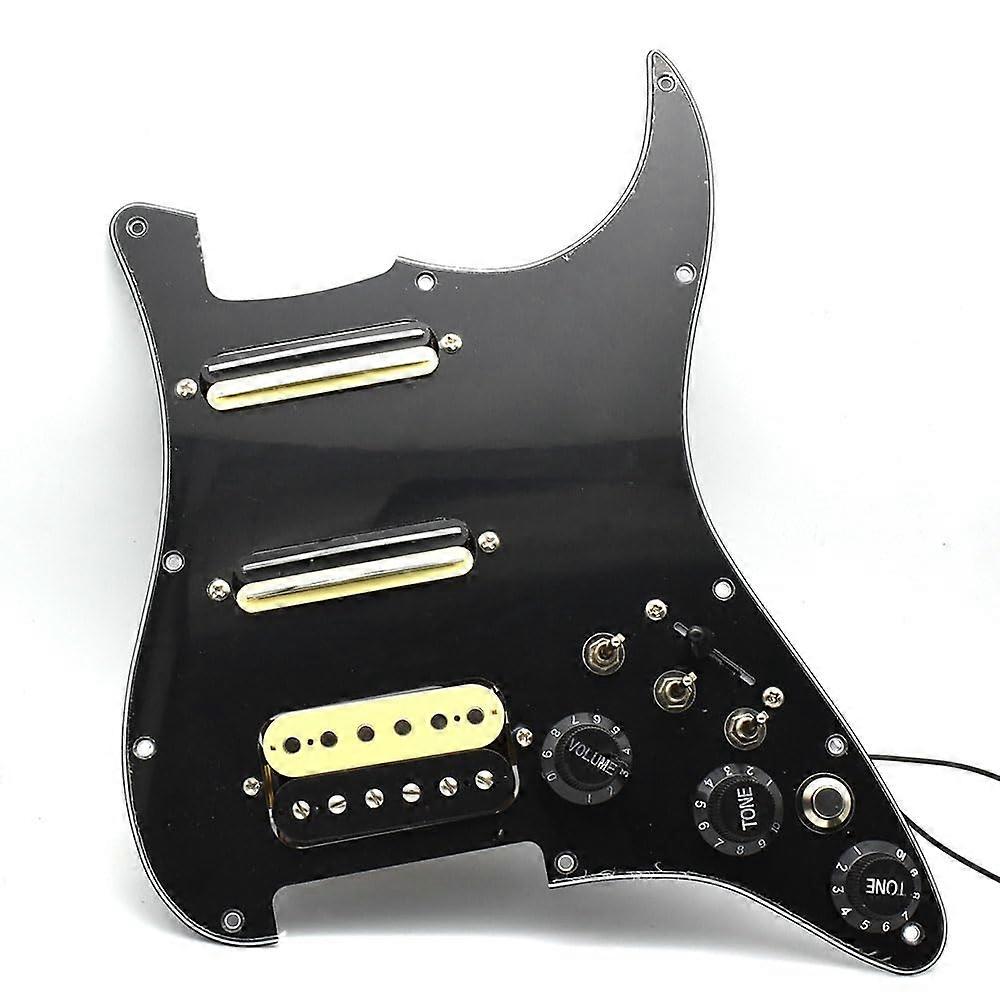 Humbucker Pickguard with Singlecut Wiring Loaded for Fender Strat (Right HandBlack)