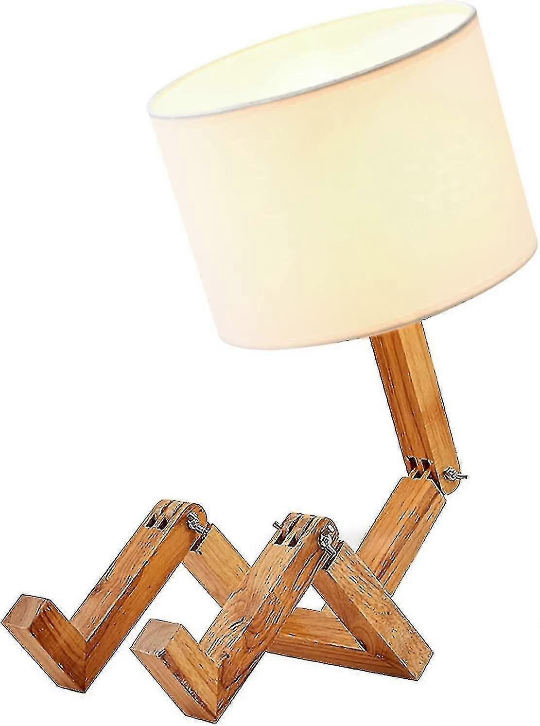 Desk Lamp Solid Wood Robot Folding Table Lamp Without Bulb For Bedroom Bedside Lamp