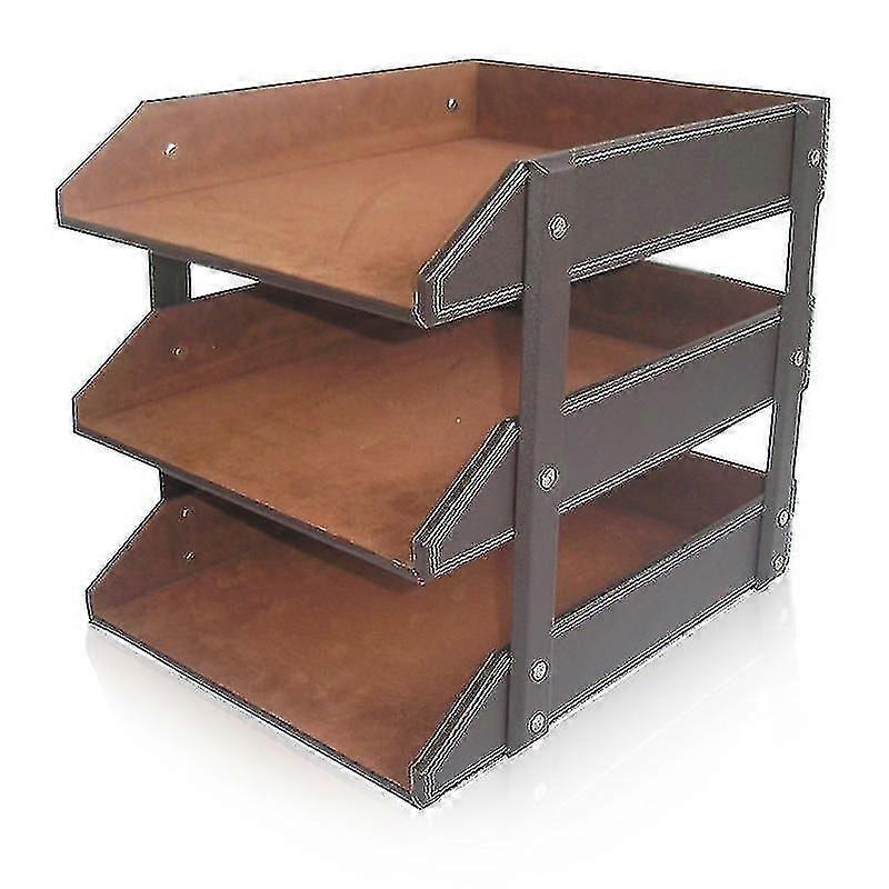 Leather Desk Organizer,Tier Stackable Document Tray