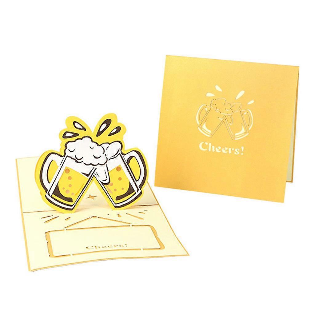 3D for Pop Up Greeting Card Beer Mug Graduations Fathers Day Gift Card with Enve