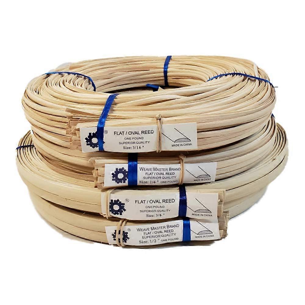 Flat Oval Reed 1 Pound Coil for Basket Weaving and Seat Weaving, Natural Color, Available in 3/16", 1/4", 3/8", 1/2" Widths