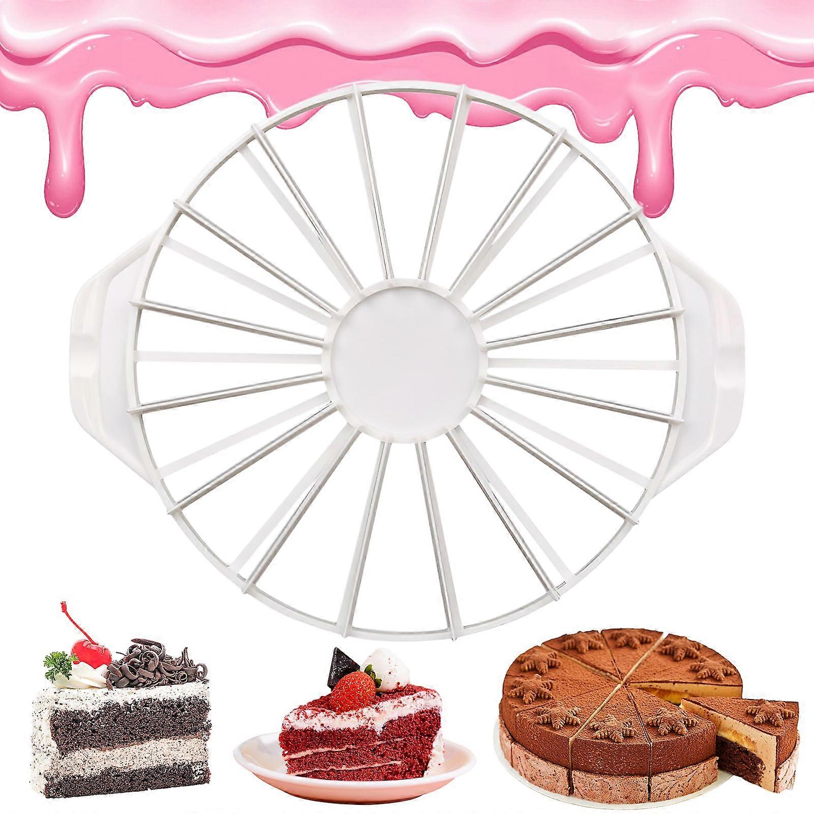 Cake Divider 1-Piece Round Plastic Cake Slicer White for Cutting 14/16 Identical Pieces