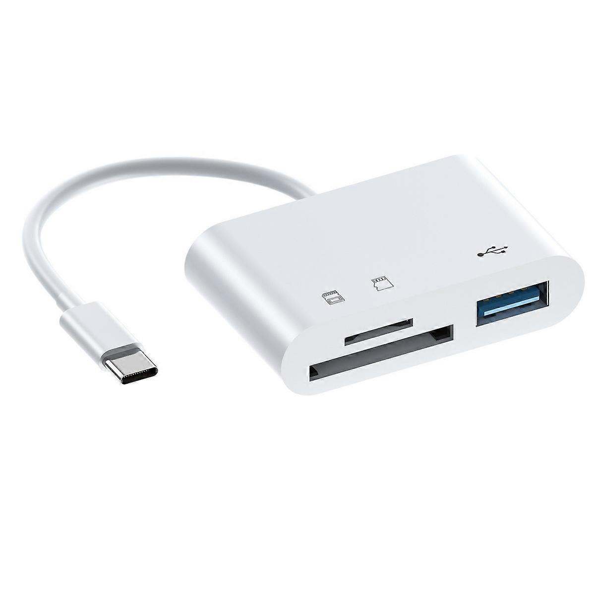 USB C-kaartlezer - SD-kaartlezer USB C - Geheugenkaartlezer - SD-kaartlezer - Wit