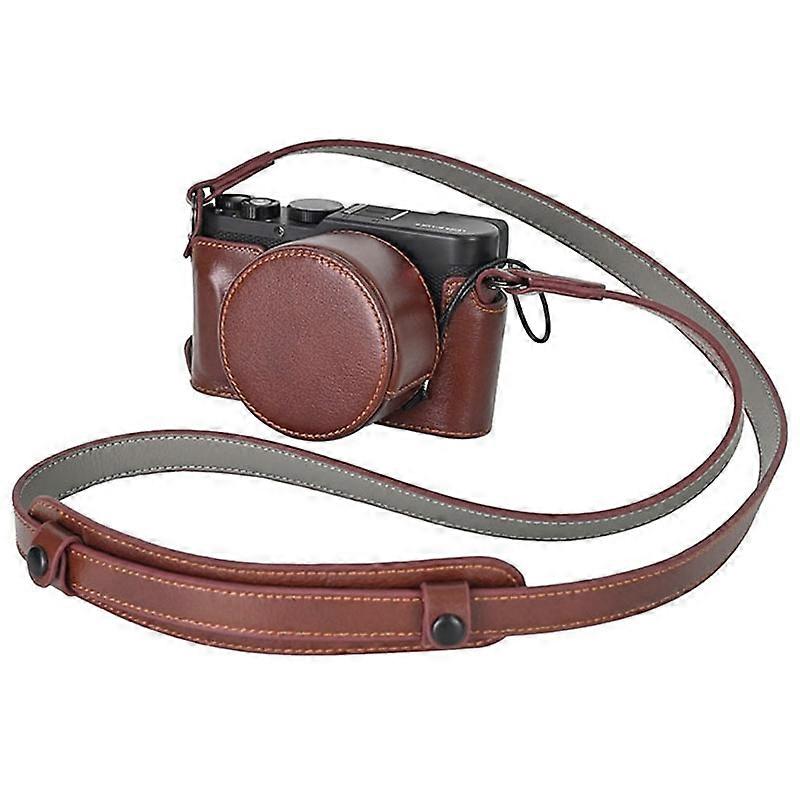 Leica D-Lux 8ケース用ショルダーストラップ、レンズキャップ本革カメラ保護カバー付き