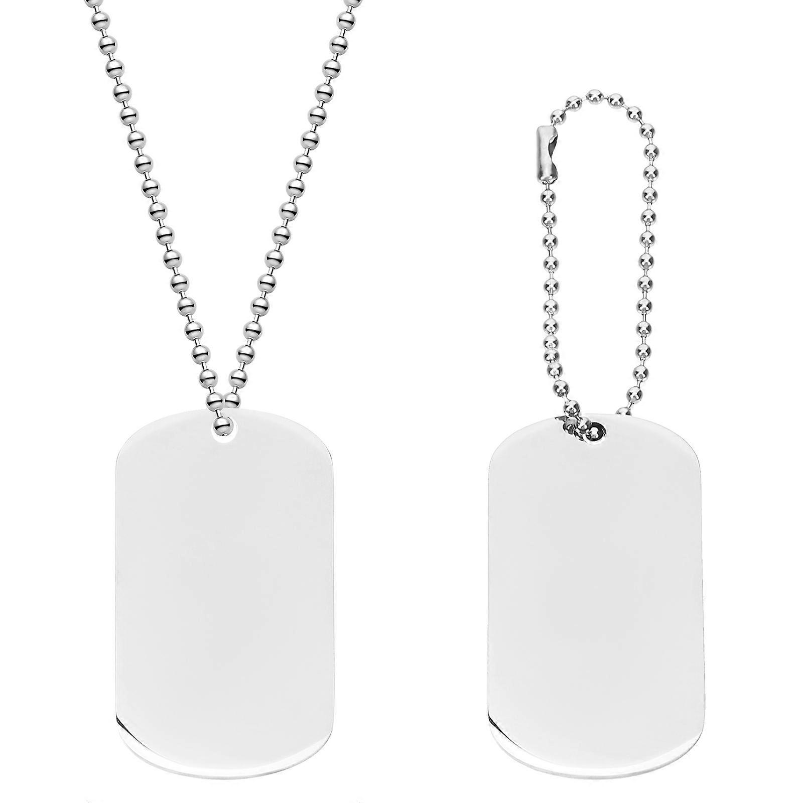 Blank Dog Tag Pendant with Chain, Versatile for Custom Engraving Ideas