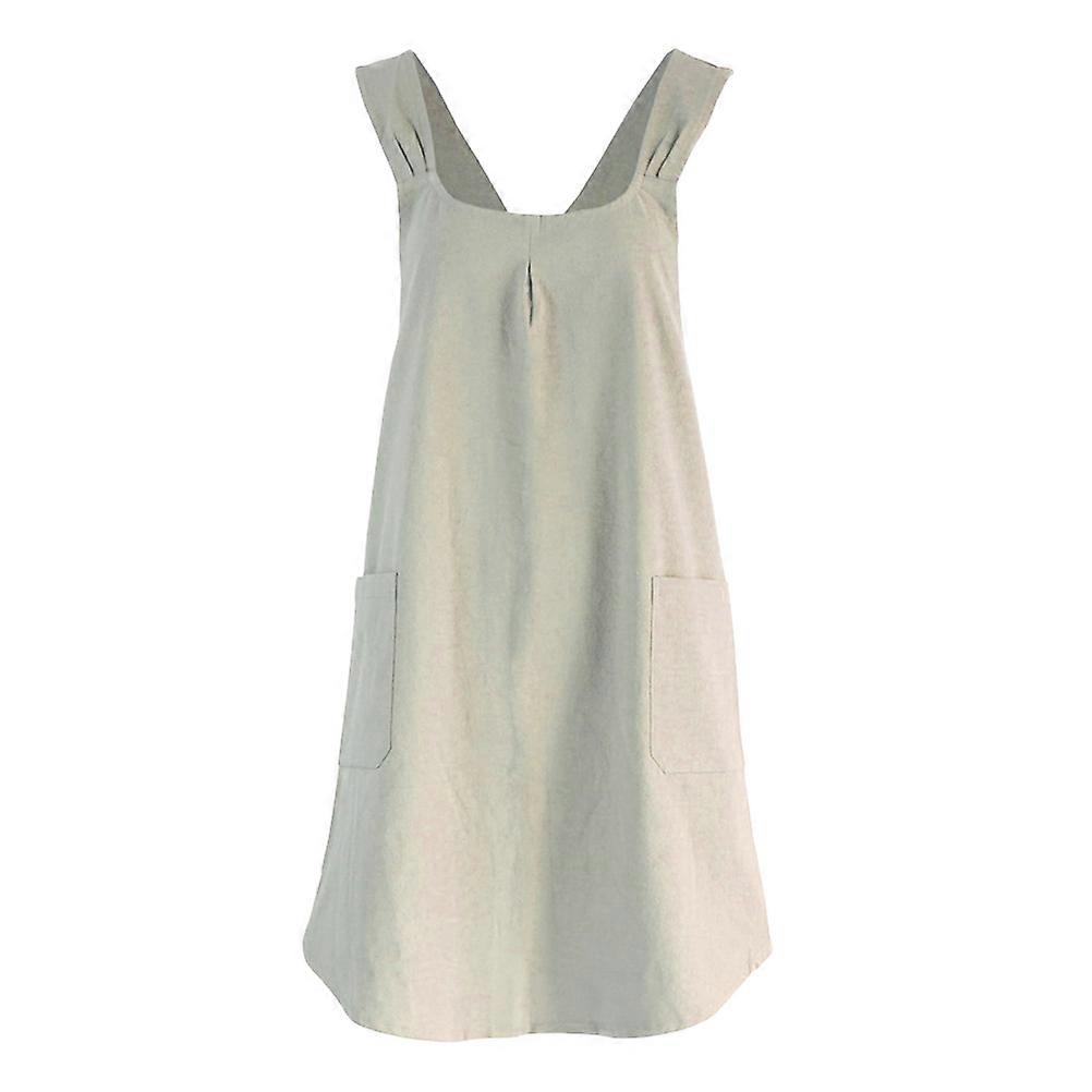 Cooking Apron Khaki Sleeveless Apron for Kitchen Use with Stain Resistant Fabric