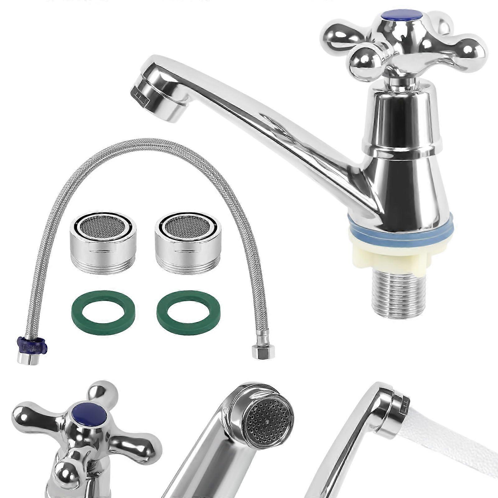 Washbasin Taps, Plum Blossom Handle, Bathroom Taps, Coating, Washbasin Tap with Filter and Double End Pipe, Sink Mixer Tap for Kitchen, Hotel