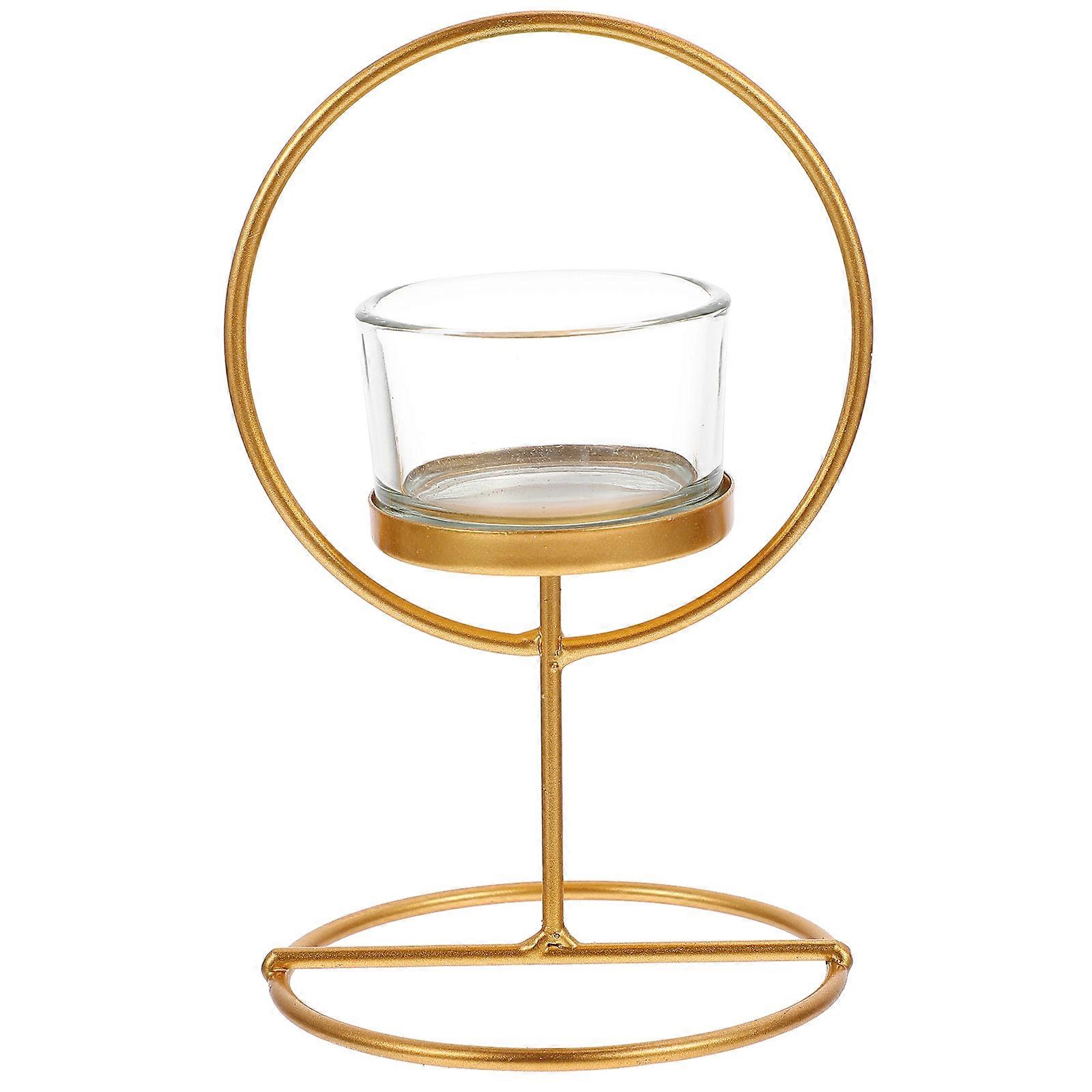Nordic Style Golden Alloy Candle Holder for Decoration with Fine Workmanship and Design 1pc