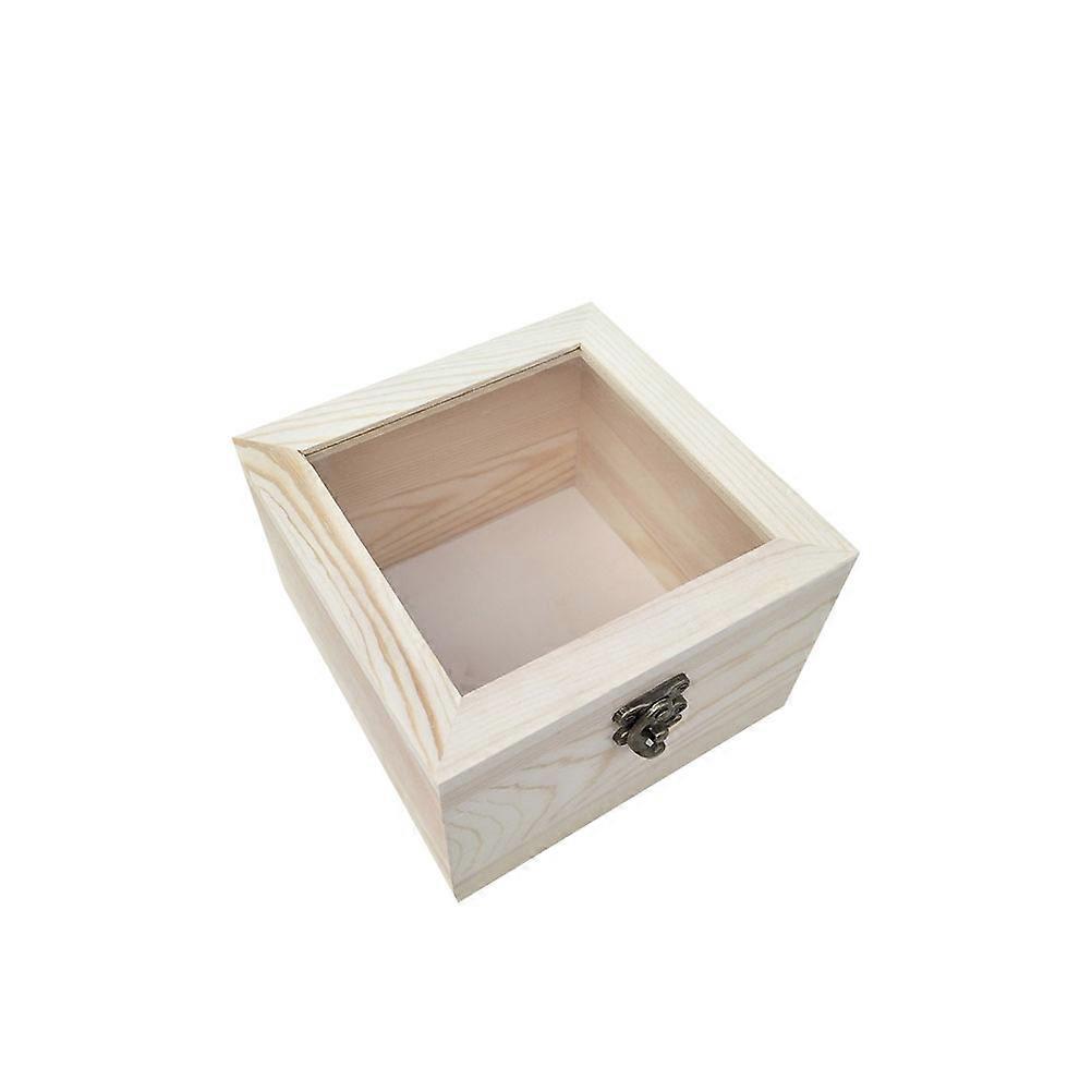 Wood Keepsake Box Synthetic Material Flower Storage Rectangular Light Yellow 20 x 20 x 12 Cm Protection 1Set