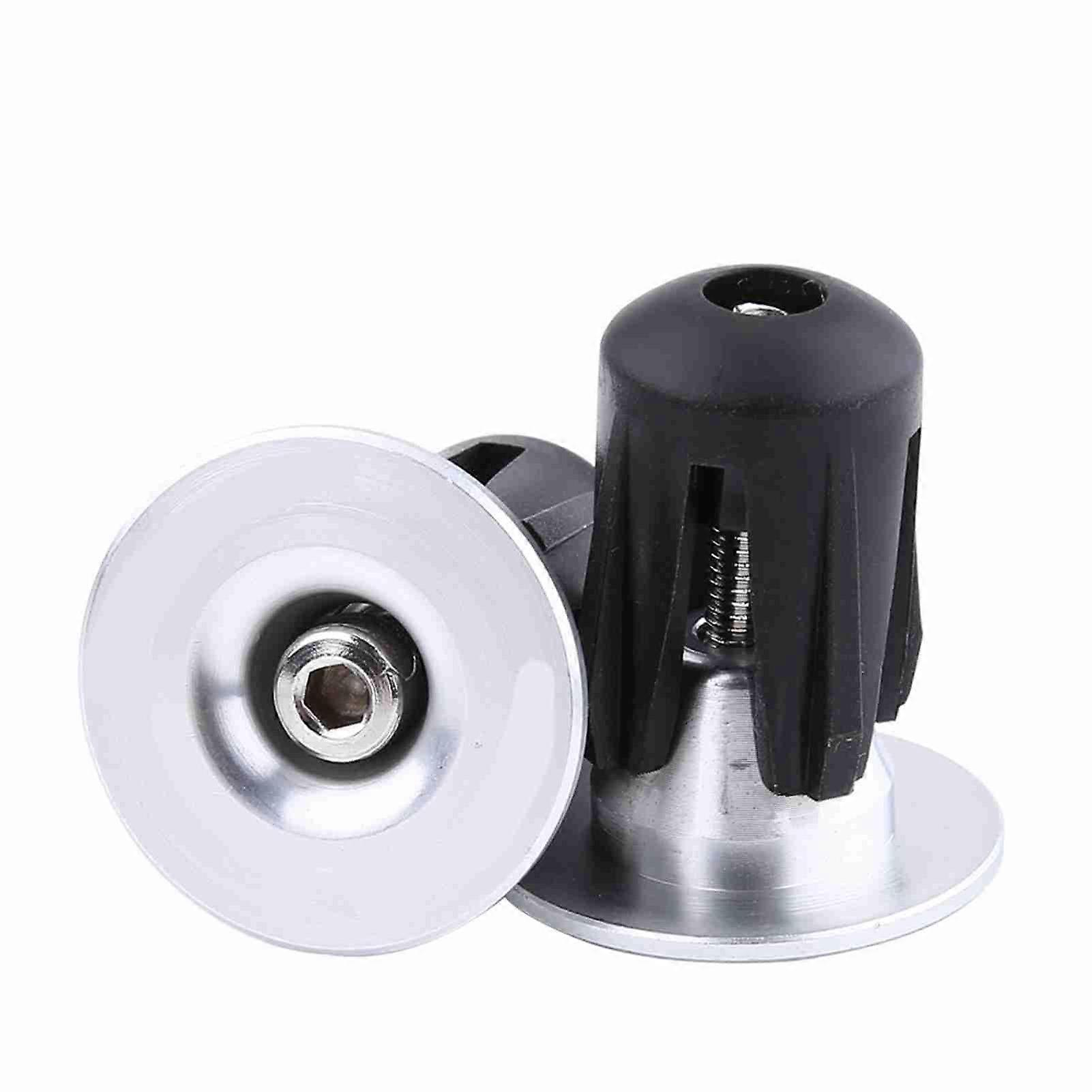2 Pcs Colorful Aluminum Bicycle Handlebar End Caps (Silver)