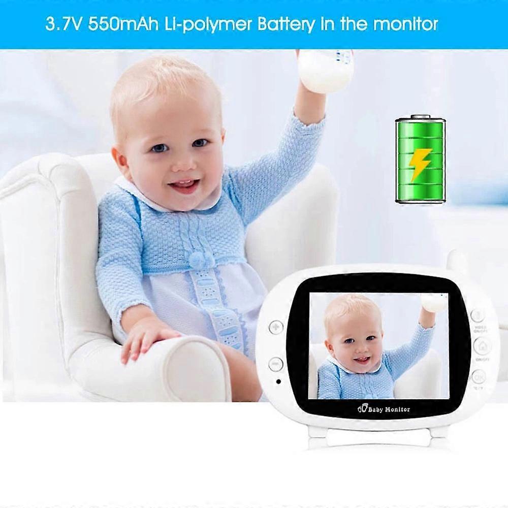 3.5" Video Baby Monitor: Two-Way o, Night Vision, Lullabies, Temp Sensor, US Plug