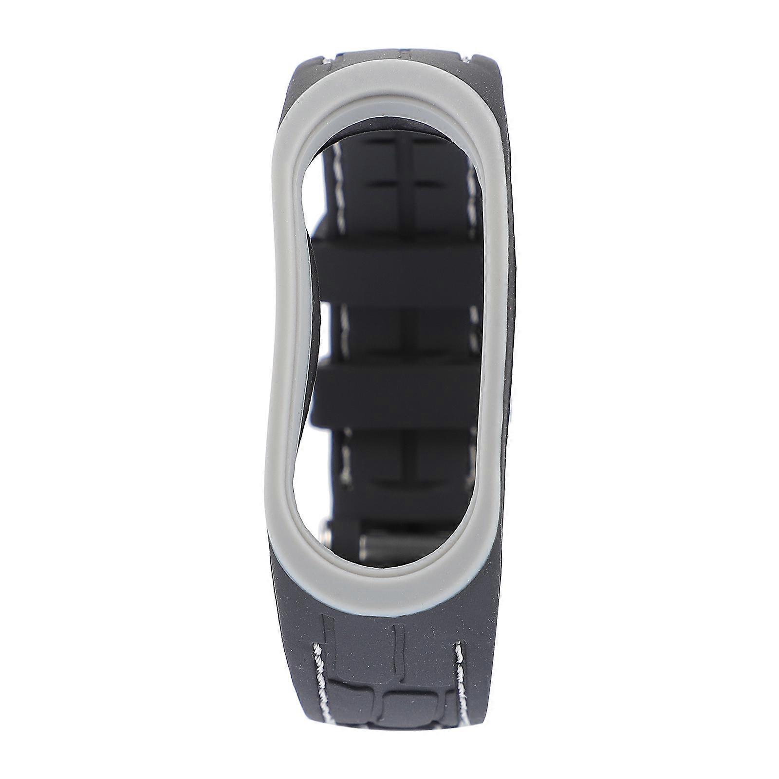 Comfortable Silicone Wristband with Double-row Metal Buckle for 5/6 Grey Fits Most Wrists