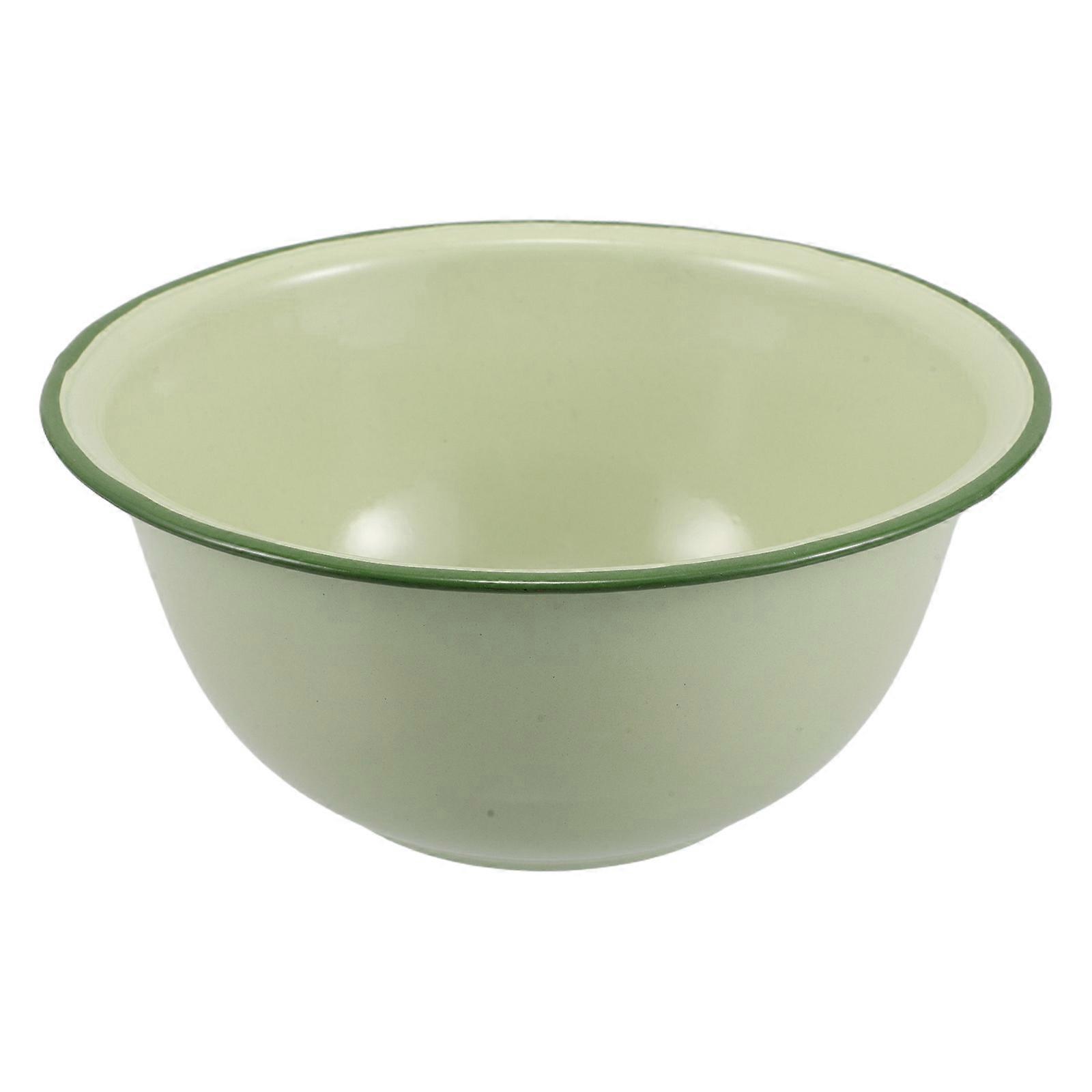 Enamel Basins Retro Enamel Soup Bowl Retro Design Kitchenware Daily Use Light Green 17.70X17.70X7.60CM Food Preservation 1Pack