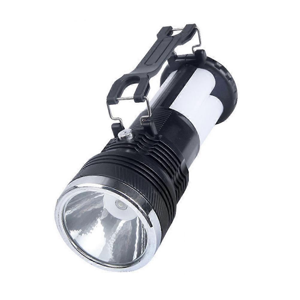 Solar Powered Lamp Multi-functional Led Solar Bulb Light for Hikers 16.6*6.6 Cm Black 1Set