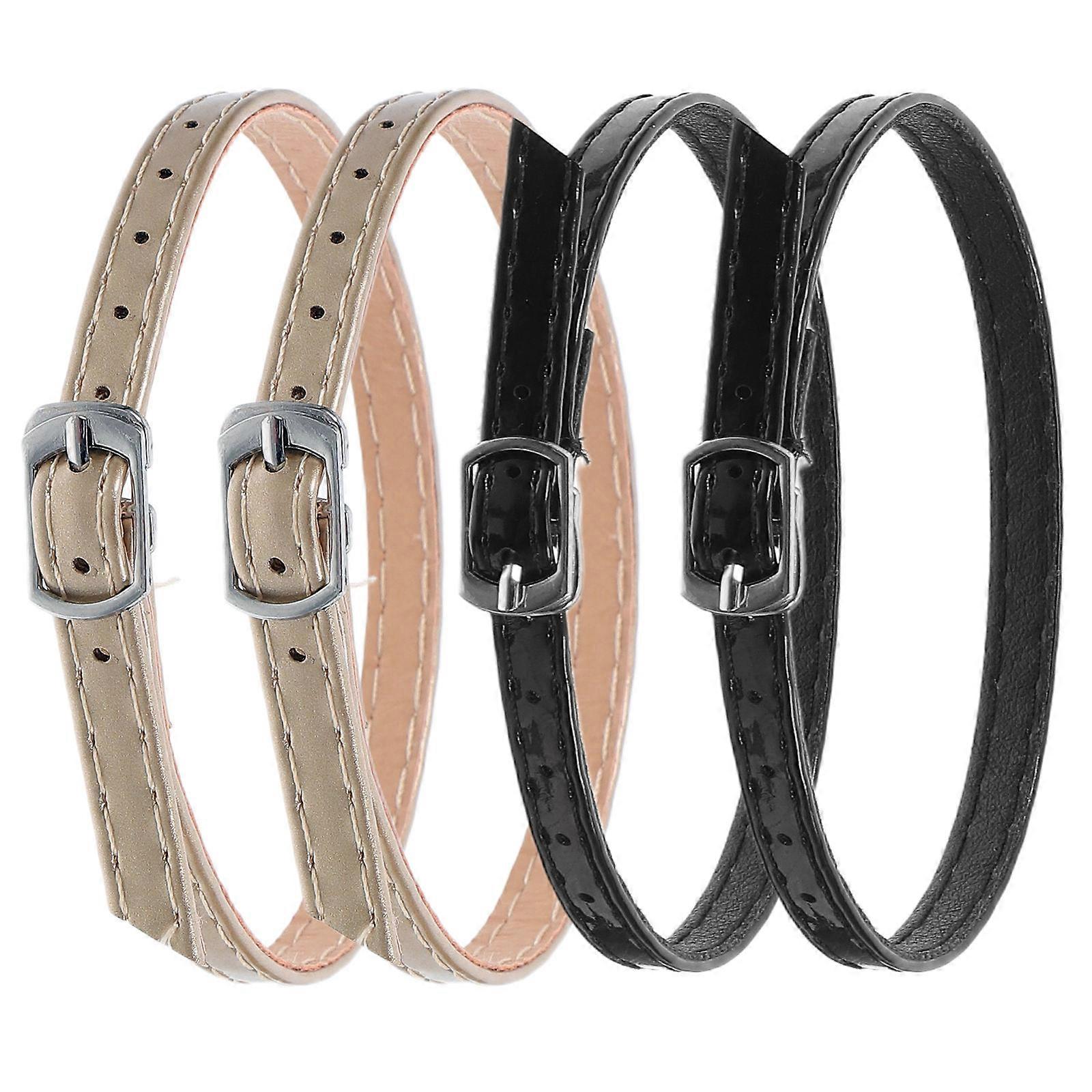 Adjustable Ankle Straps for Heels 2 Pairs, Replaceable High Heel Bands, Durable & Convenient, Gold Mirror & Black
