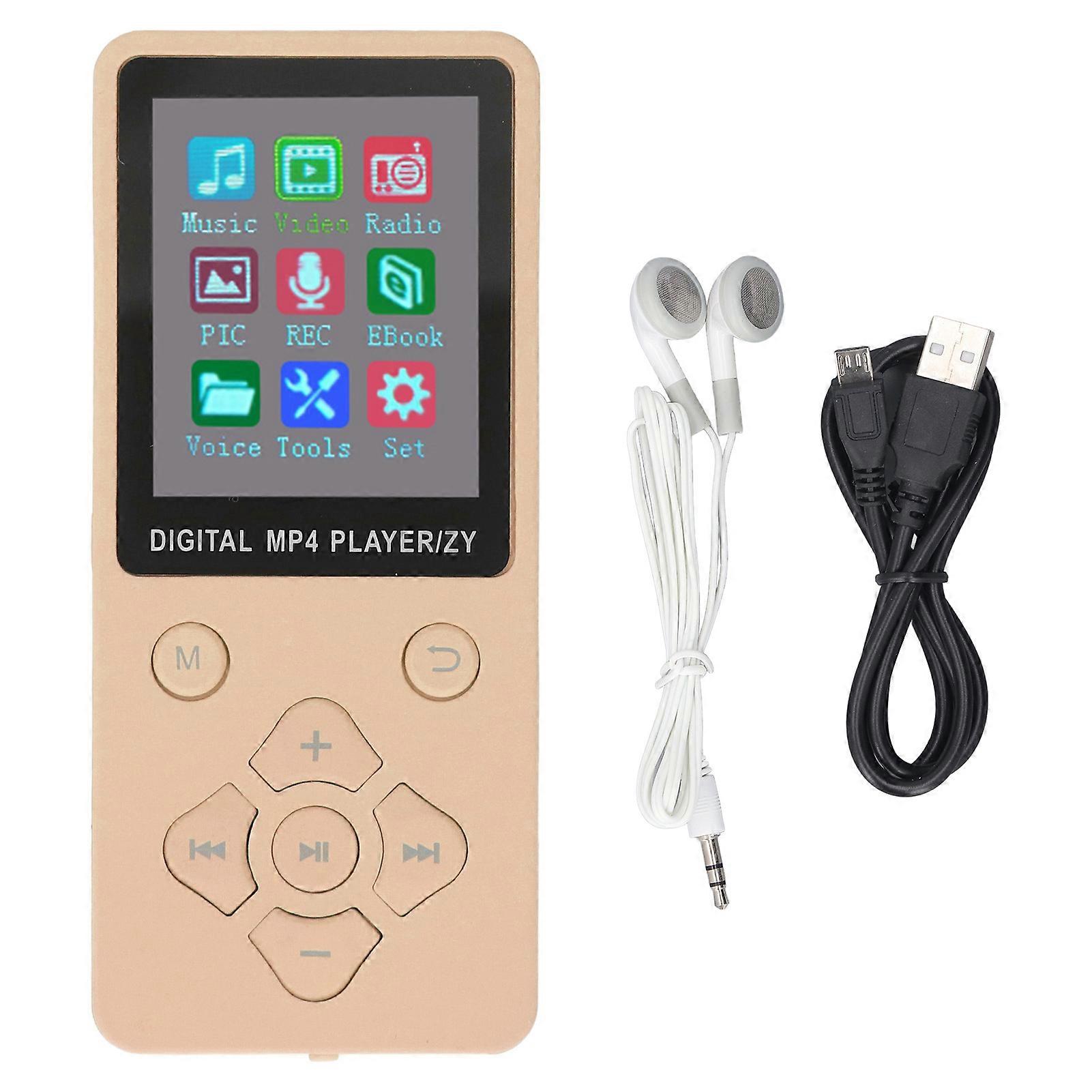 MP3 MP4 Player Bluetooth 5.0 Super Thin 1.8 Inch Color Screen 128G Expandable Memory Portable Video Music Player Gold
