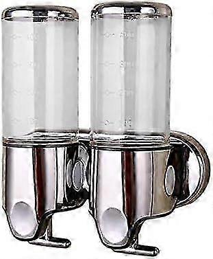 Double Wall Mounted Soap Dispenser for Shampoo, Conditioner, Shower Gel, and Soap in Bathroom or Kitchen
