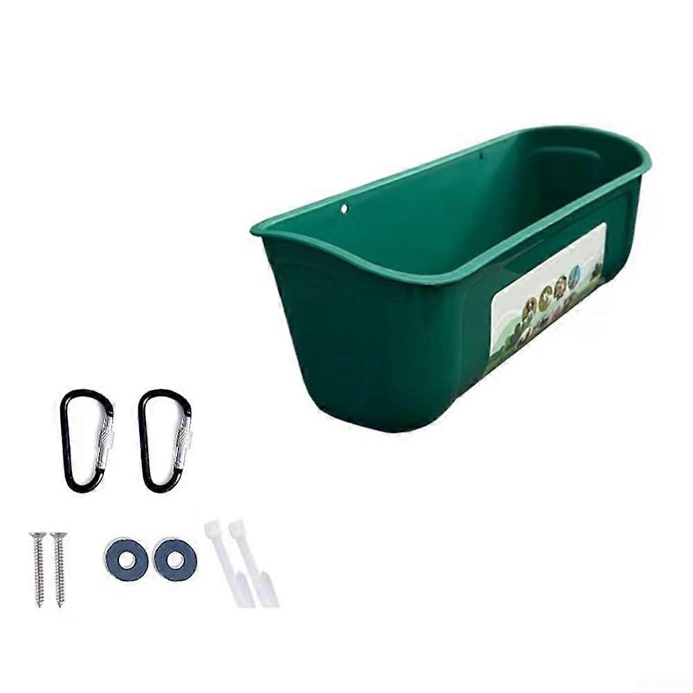 Wall Mounted Chicken Feeder Trough, Large Capacity Green Poultry Fence Feeding Container for Farm Animals