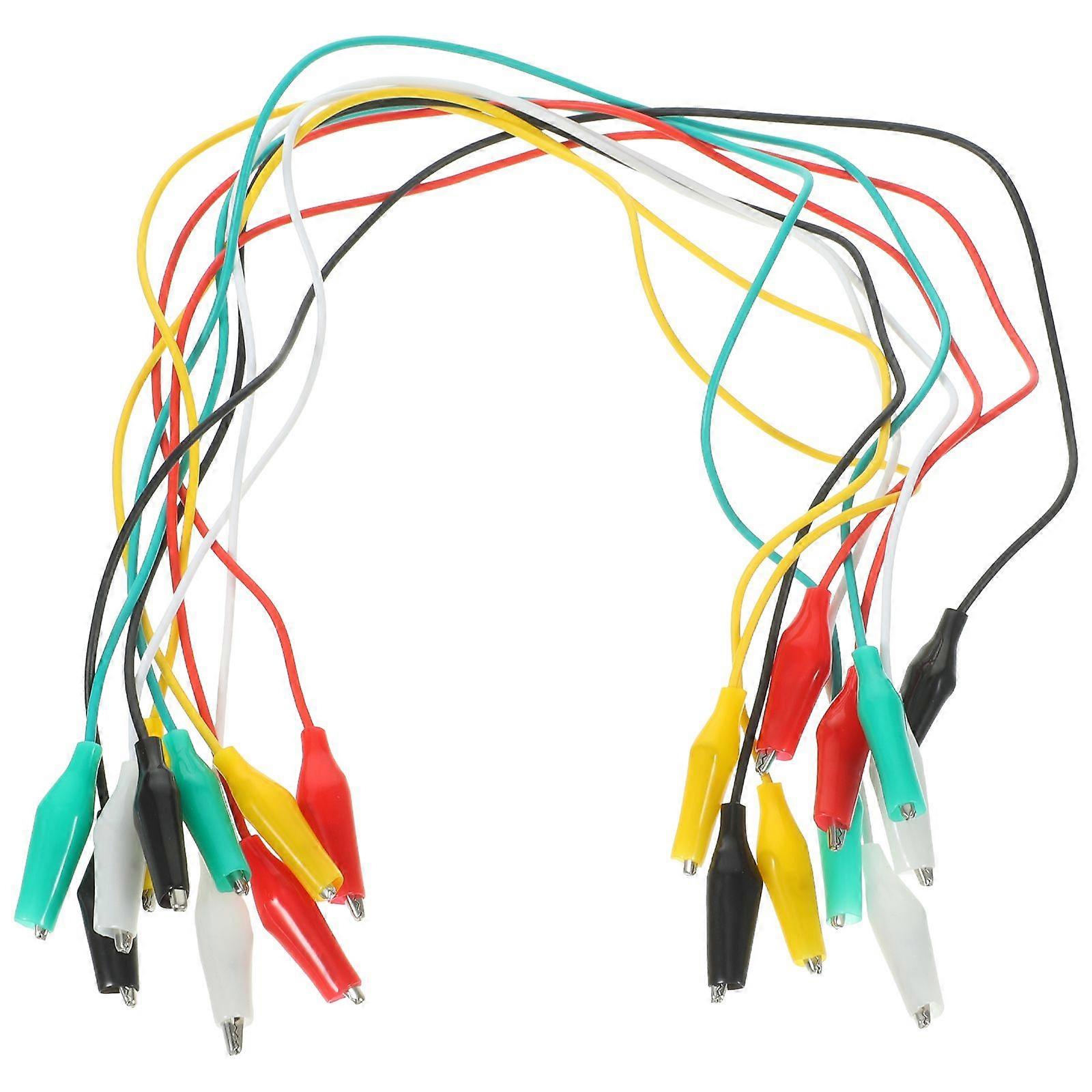 10Pcs Messleitung Set Krokodilklemmen Doppelseitige Krokodilklemmen Überbrückungsdraht Mini Test Clips DIY Test Kabel Test Folder Test 45CM (Rot Schwarz Weiß Yel
