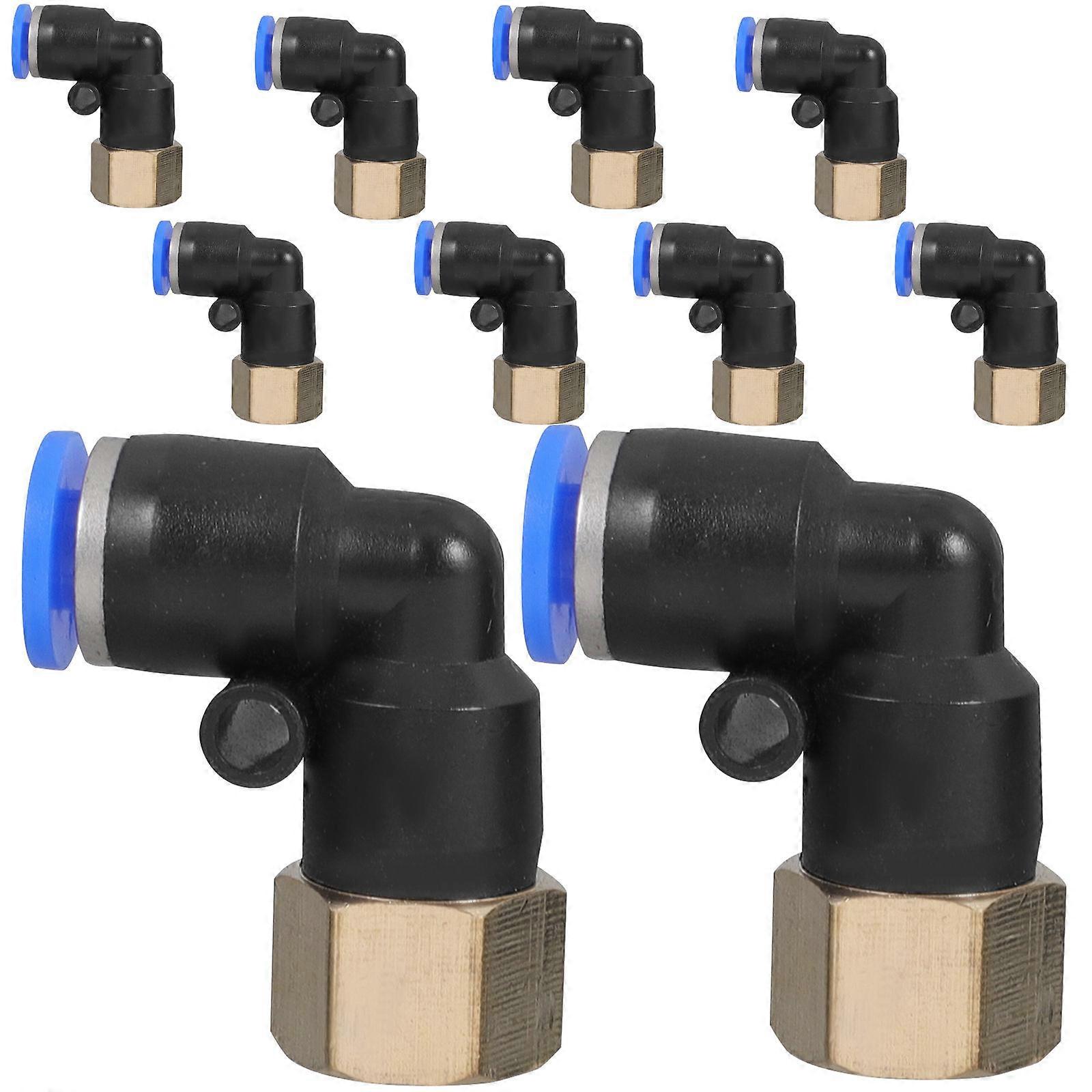 Pneumatic Push In Joint Connector Elbow Air Fitting Bend Elbow Corrosion Resistance Compact Design 10Pcs