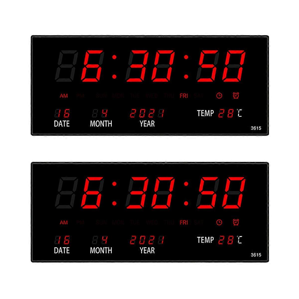 LED Calendar Electronic Clock Digital Wall Clock Alarm Hourly Chiming Temperature Table Clocks Home