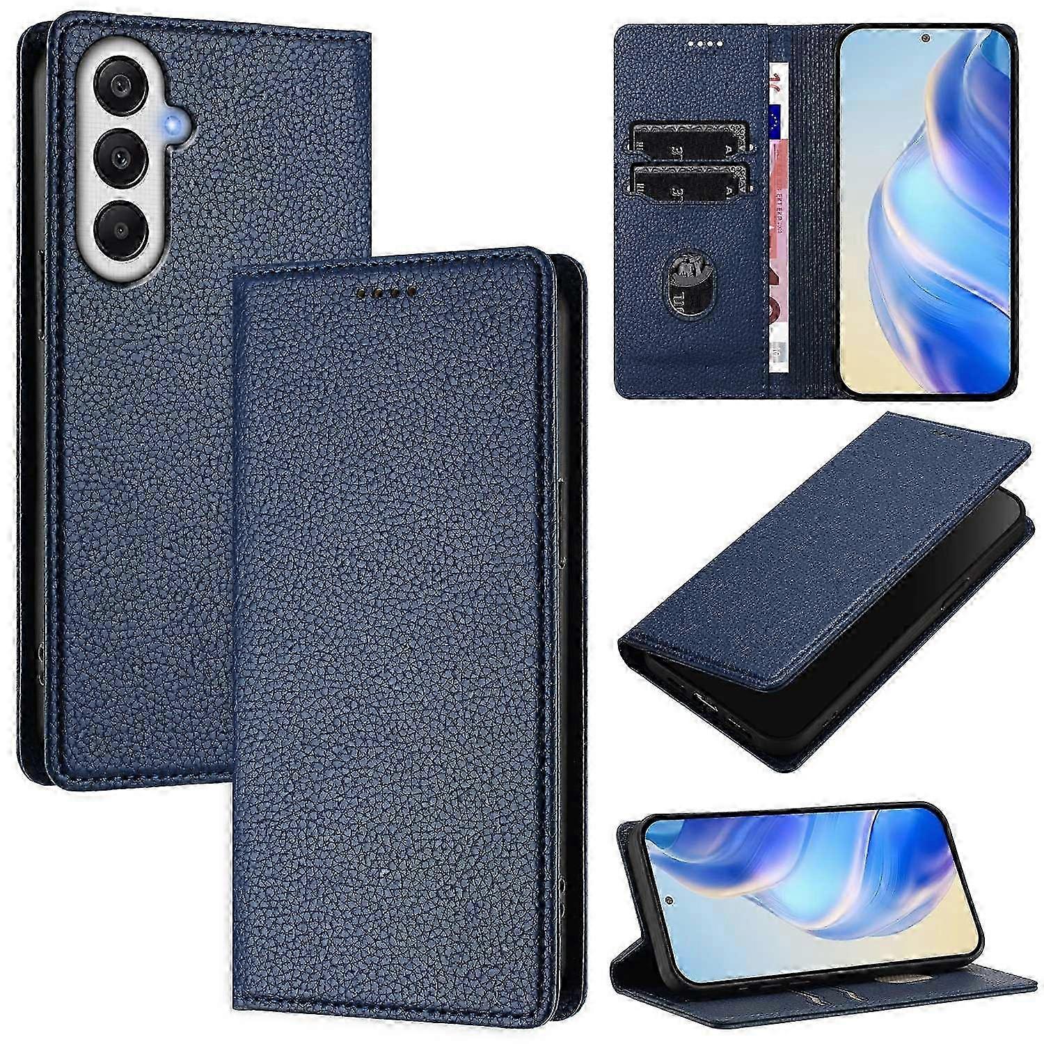 Wallet Case for Mobile Phones Compatible with Certain Brands, RFID Blocking, Litchi Texture Leather Protection for Galaxy A14 4G and 5G Mode