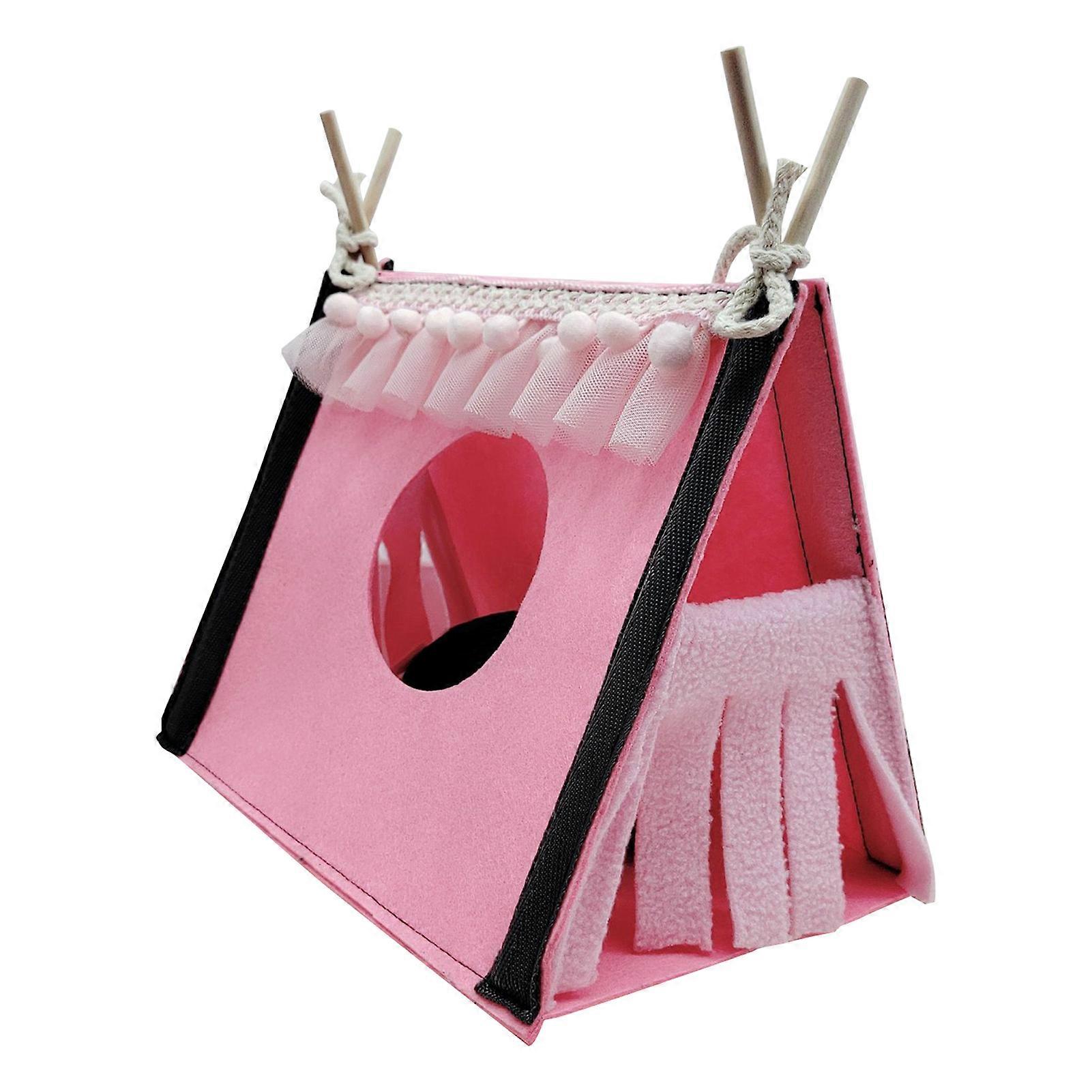 Hamster Hideout Tent Rabbit Rat Tunnel House Small Animal Tube Toy Warm Nest Habitat Pink