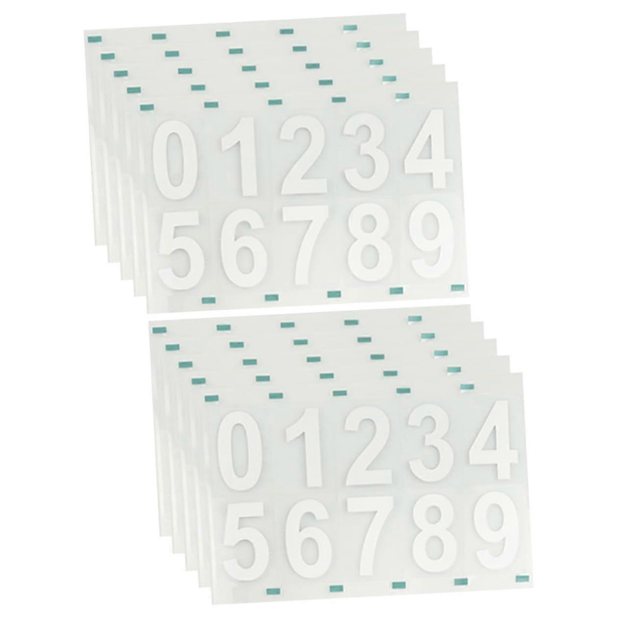 Reflective Vinyl Address Number Stickers - 10 Sets of Large White Outdoor Numbers for Mailbox and Door Display
