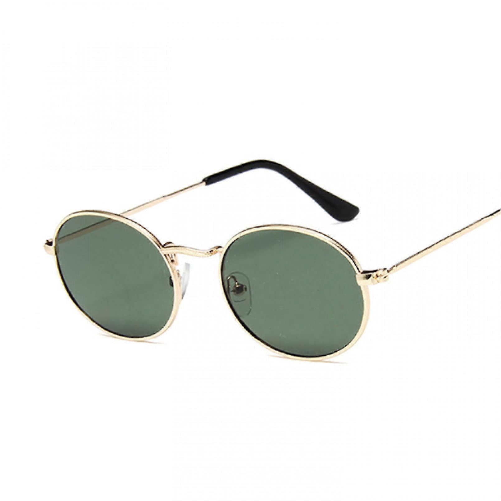 Retro Small Frame Sunglasses Women Oval Mirror Metal Vintage Designer Gold Frame UV Protection Lunette De Soleil Femme