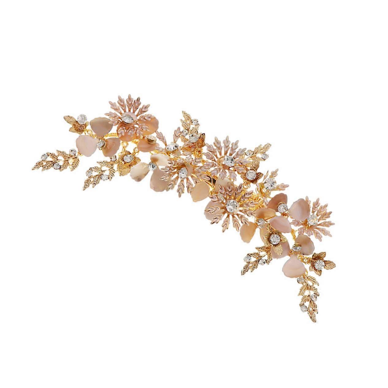 Handcrafted Rhinestone Side Clip With Retro Gold Flower Elegant Wedding Hair Accessories For Women And Girls