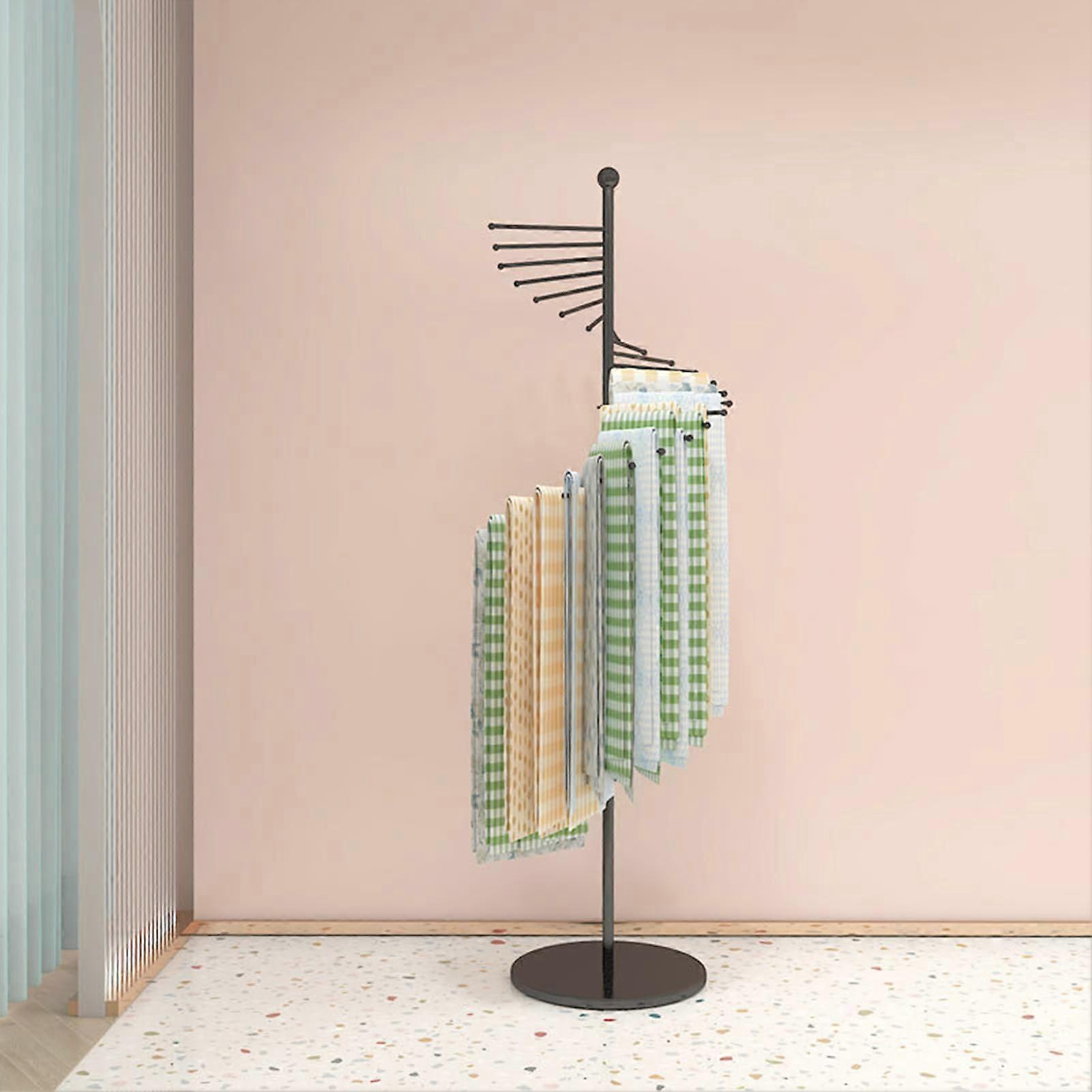 Scarf Display Rack Metal Floor Stand, Belt Shawl Hijab Organizer With Space-Saving Shelves, Durable Retail Display