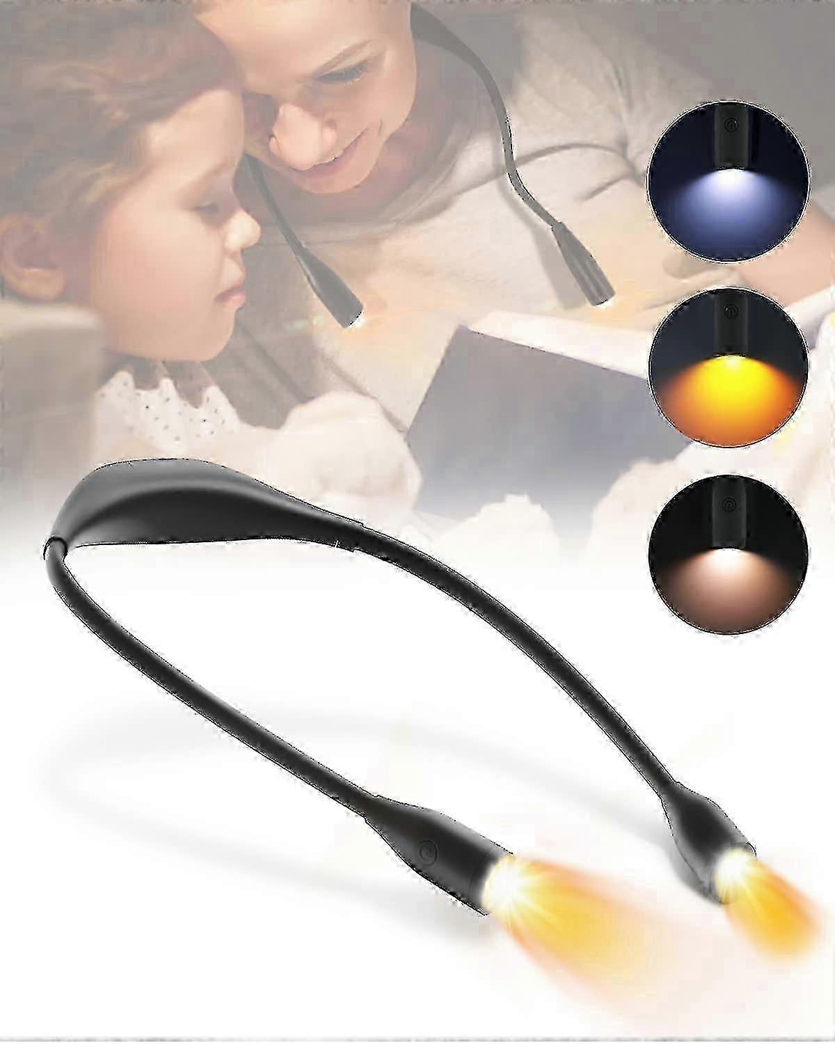 Rechargeable 4-Led Neck Reading Light with 3 Color Modes and Stepless Dimming for DIY, Knitting, and Repair