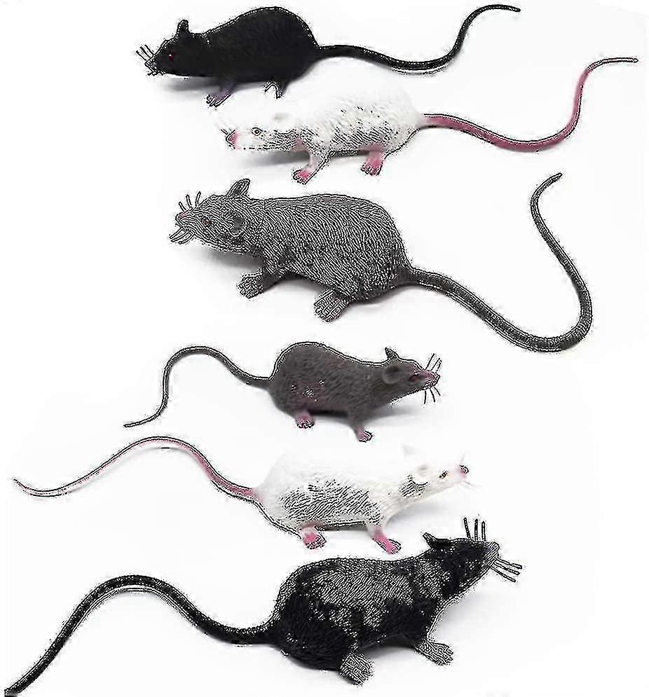 6つの現実的なラットのおもちゃ、プラスチックの偽のラットモデルのおもちゃ、エンターテイメントシミュレーションマウス、面白いハロウィーンの装飾パーティーの好意のセット