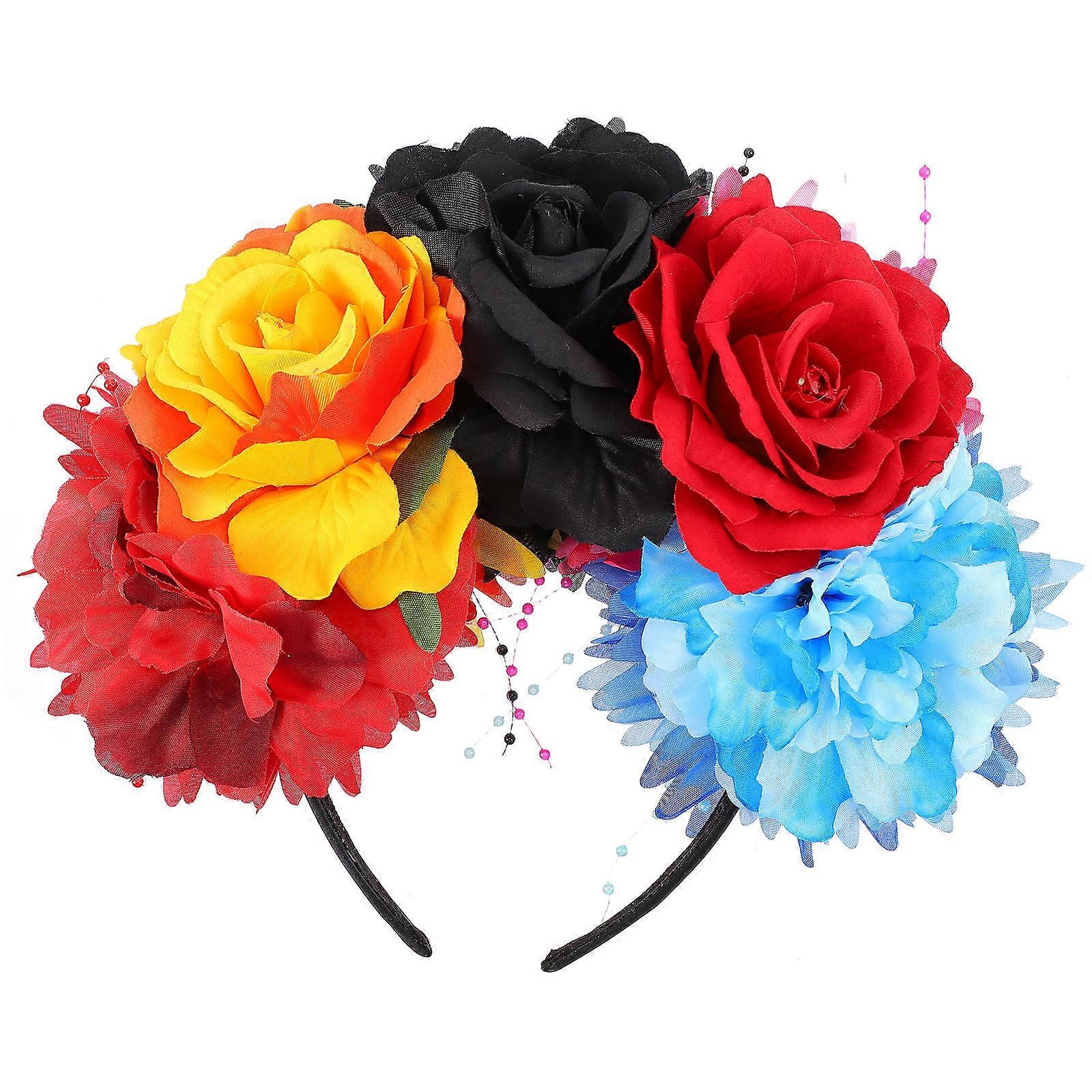زهرة تاج غطاء الرأس حزب الأزهار تاج غطاء الرأس مهرجانات أسود معدن 1 قطعة
