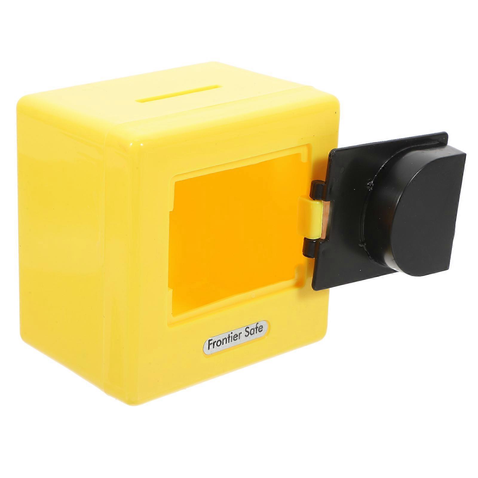 Money Saving Jar Mini Money Boxes Combination Lock Savings Awareness Yellow 8.80X8.80X7.50CM Coin Insertion Slot 1Pcs